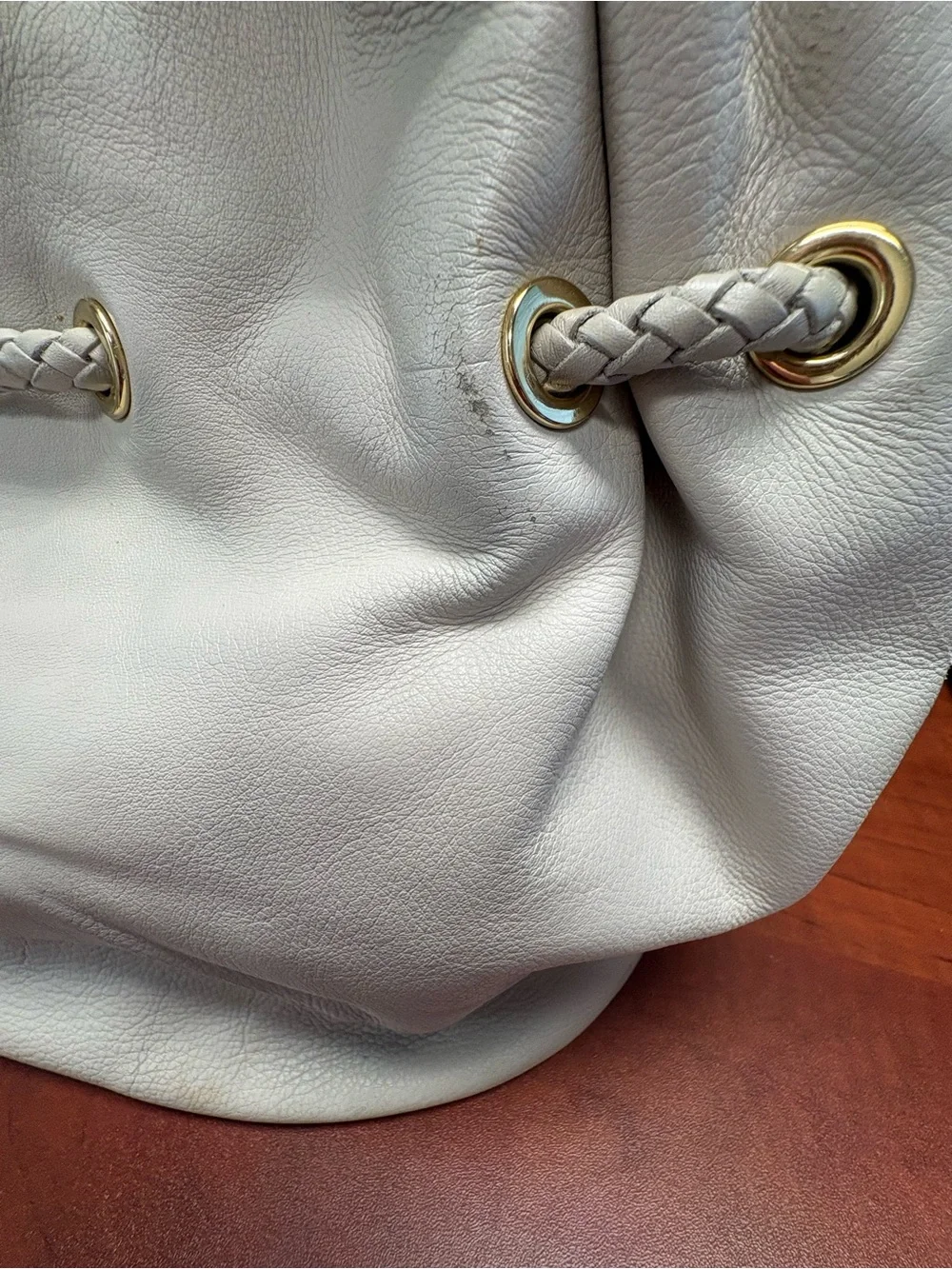 Vintage Michael Kors Leather Cream Braided-Handle Hobo Bag